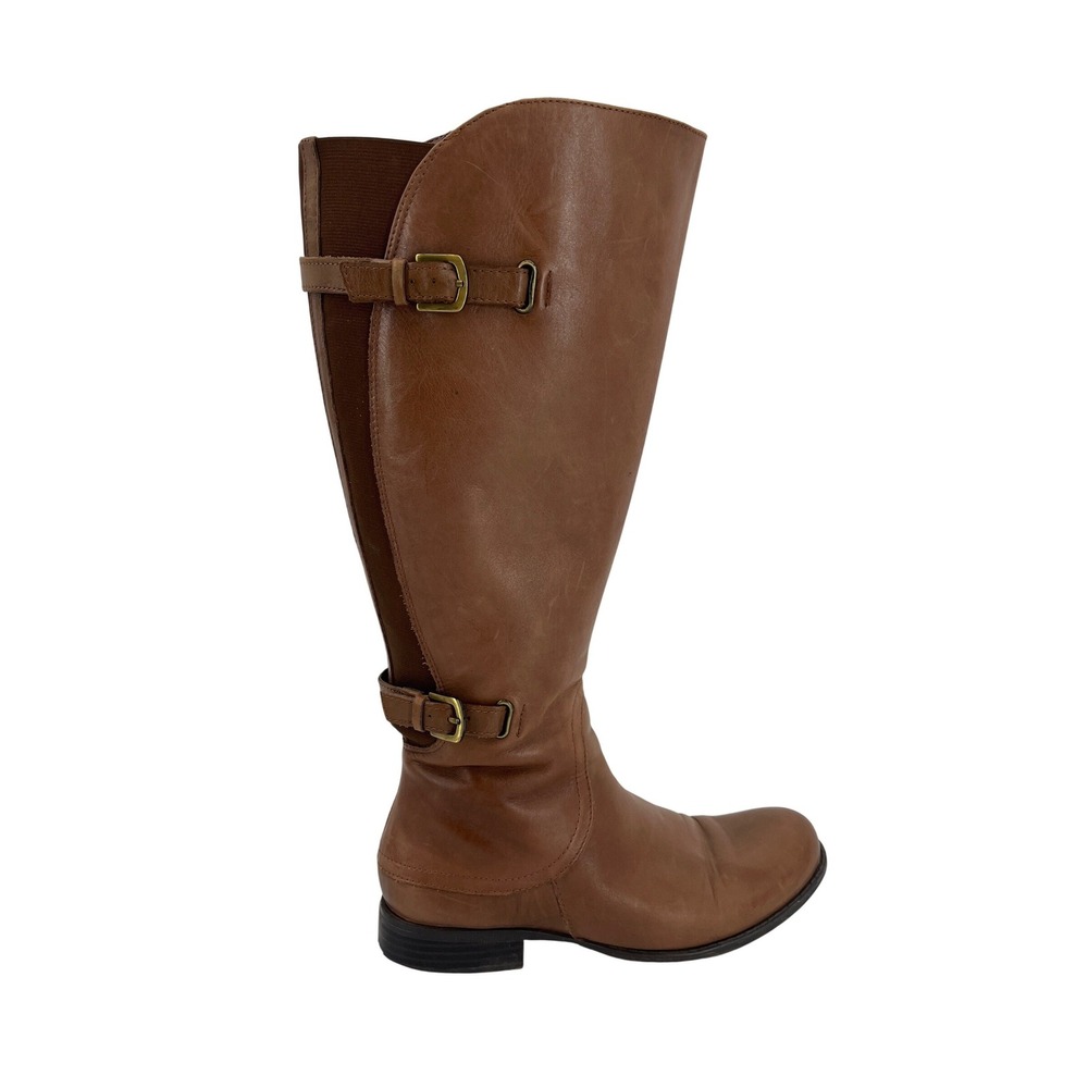 Naturalizer Janelle Tan Leather Wide Shaft Riding Boots N5 Comfort Womens 8M
